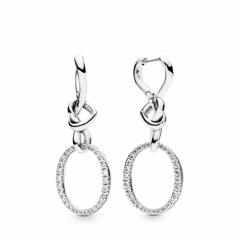 Pandora Knotted Heart Dangle Earrings Silver Egypt BF9802176